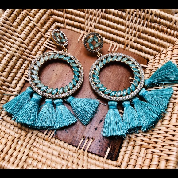 Tassel Rhinestone Hoops - Picture 5 of 5